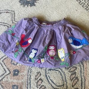 Mini Boden purple bird appliqué mini skirt size 4-5